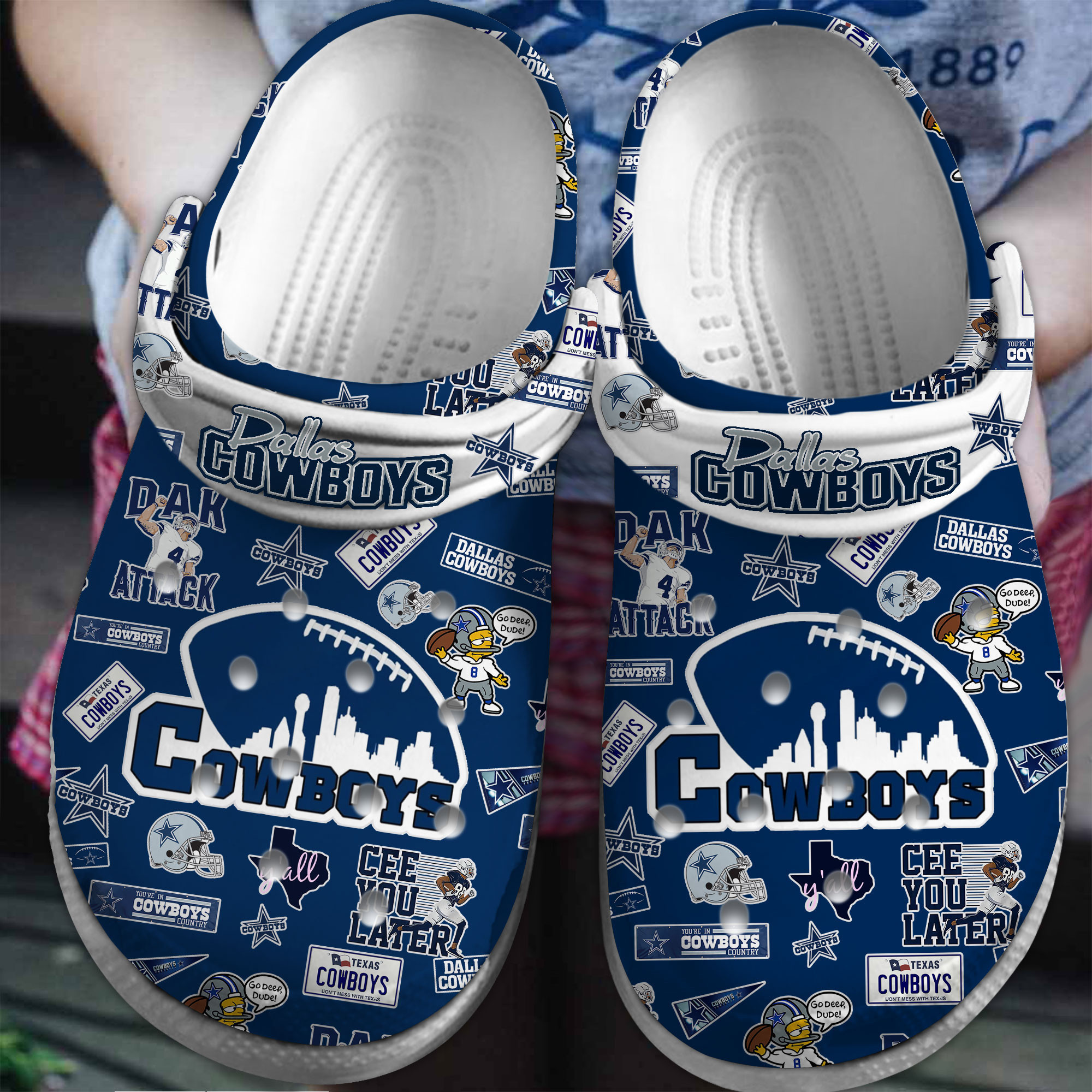 Dallas Cowboys NFL Sport Crocs Crocband Clogs Shoes Comfortable For Men Women and Kids