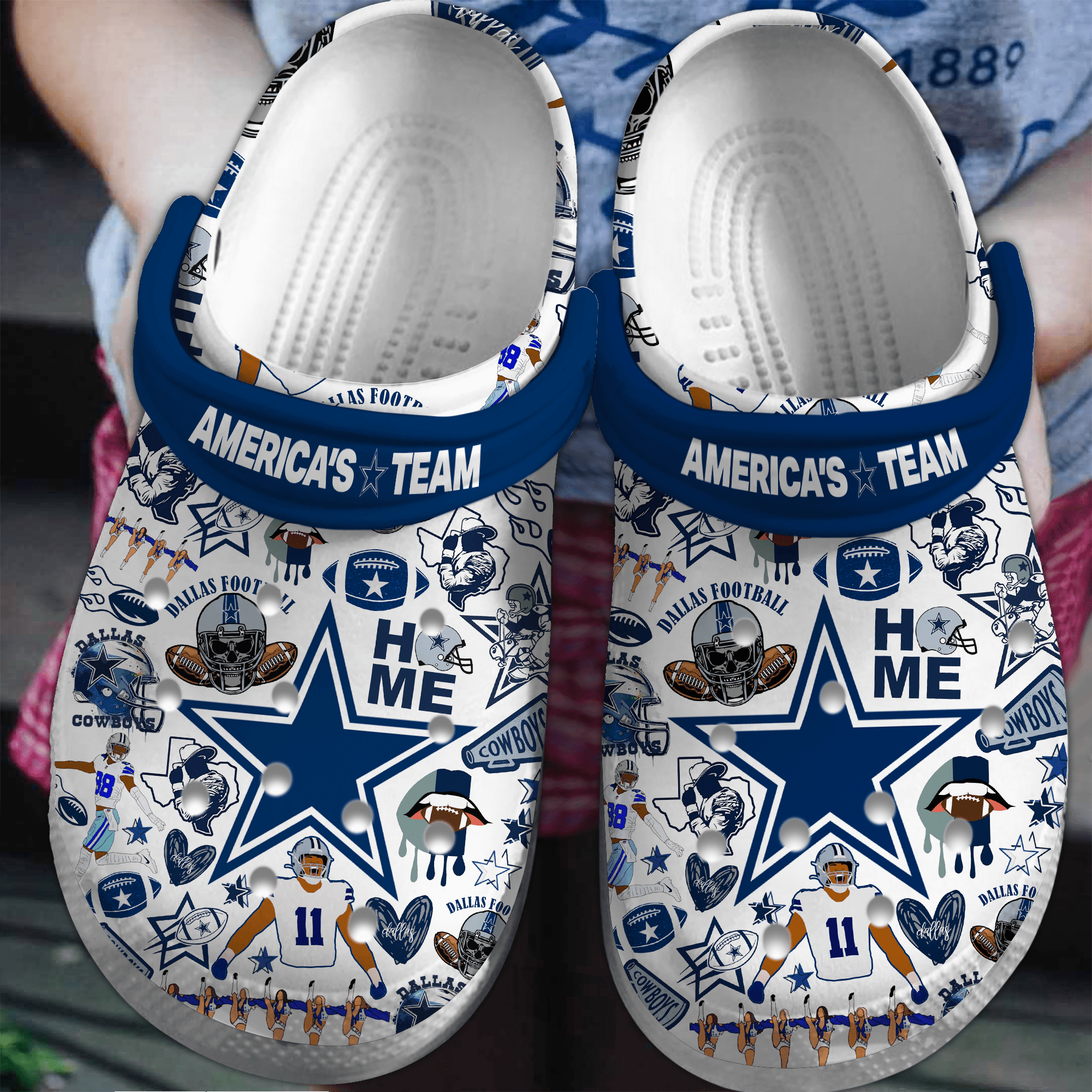 Dallas Cowboys NFL Sport Crocs Crocband Clogs Shoes Comfortable For Men Women and Kids