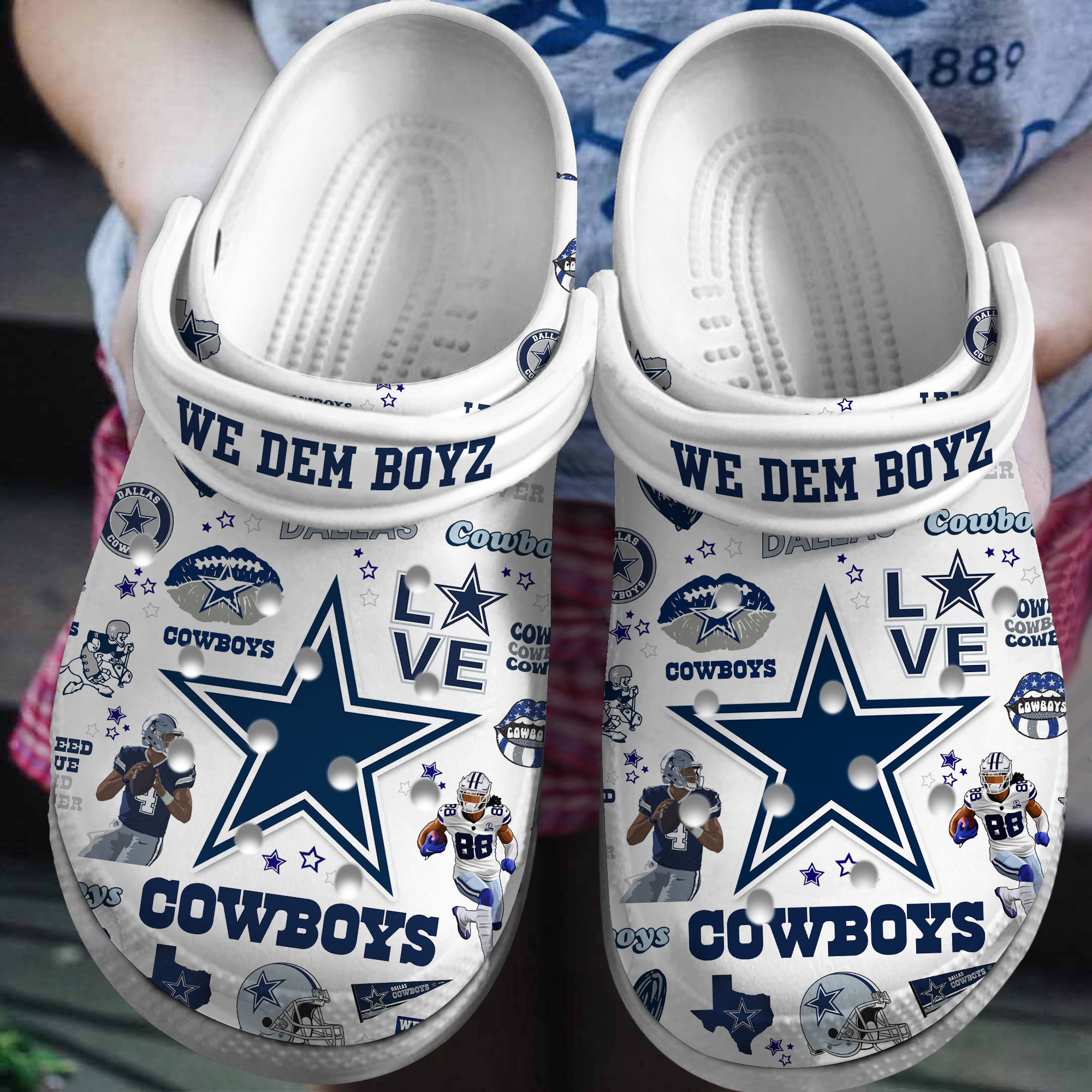 Dallas Cowboys NFL Sport Crocs Crocband Clogs Shoes Comfortable For Men Women and Kids