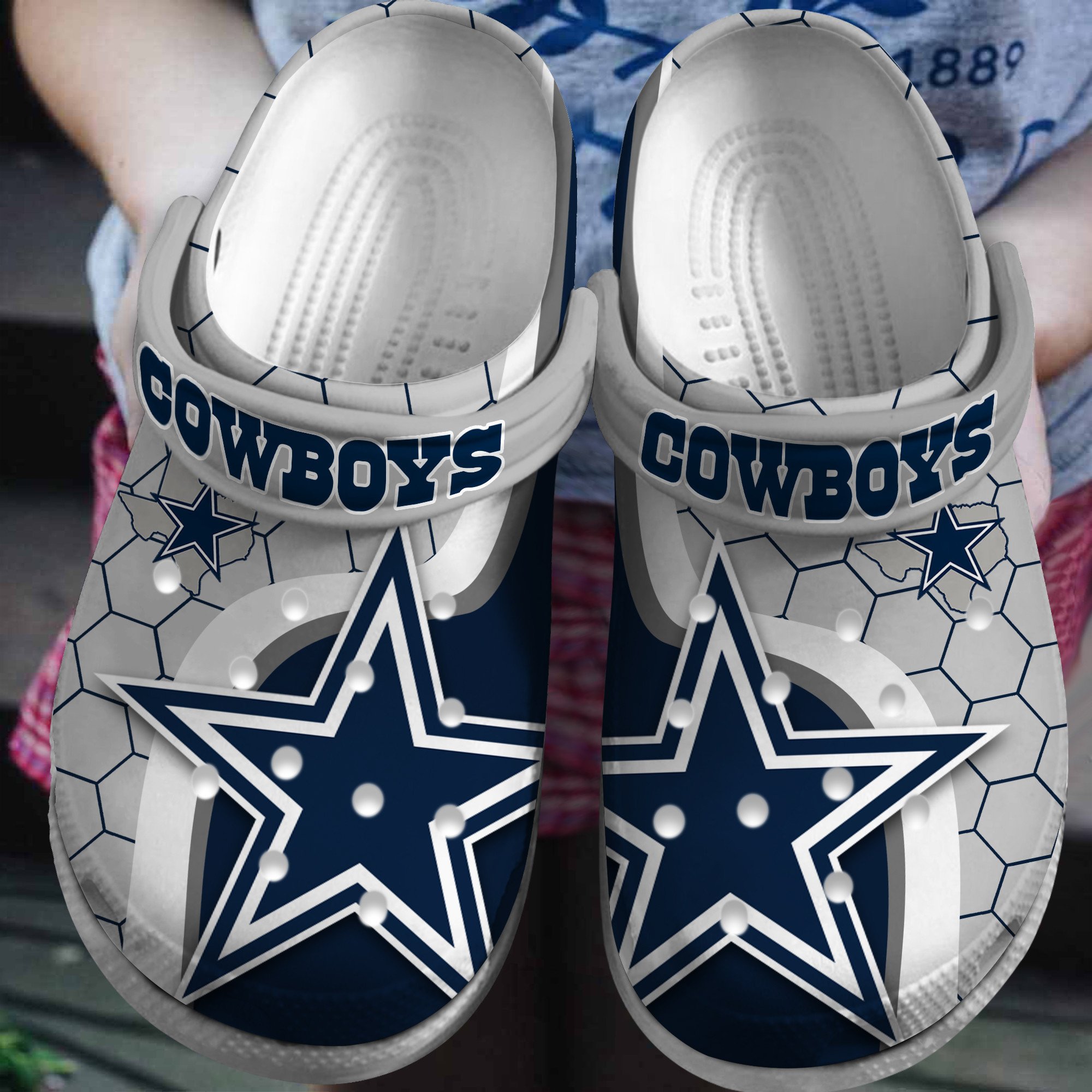 Dallas Cowboys NFL Sport Crocs Crocband Clogs Shoes Comfortable For Men Women and Kids