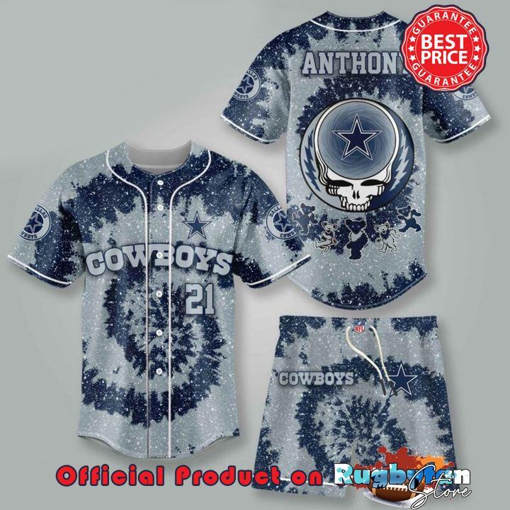 Dallas Cowboys NLF Grateful Dead 3D Personalized Premium Baseball Jersey