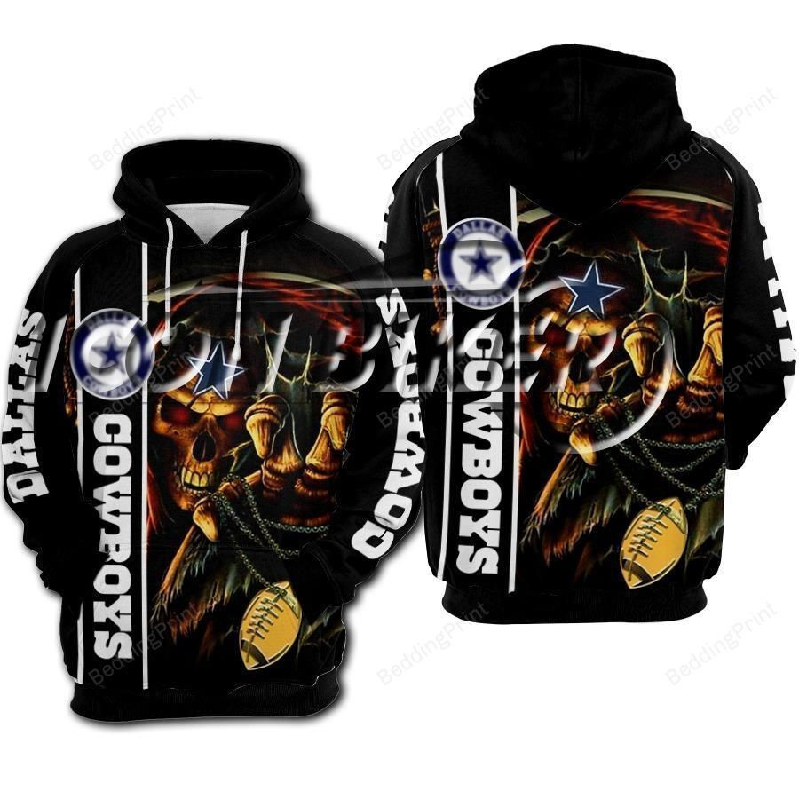 Dallas Cowboys Skull 3D All Over Print Hoodie, Zip Hoodie