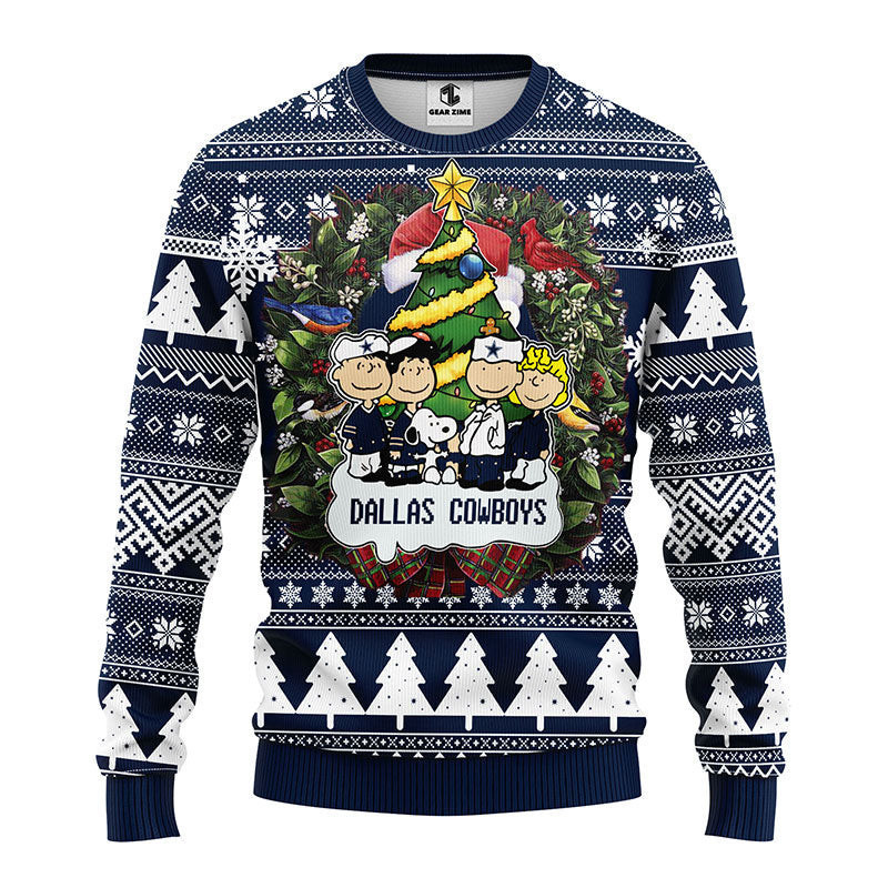 Dallas Cowboys Snoopy Dog Ugly Christmas Sweater Adult 3D Funny Matching for family
