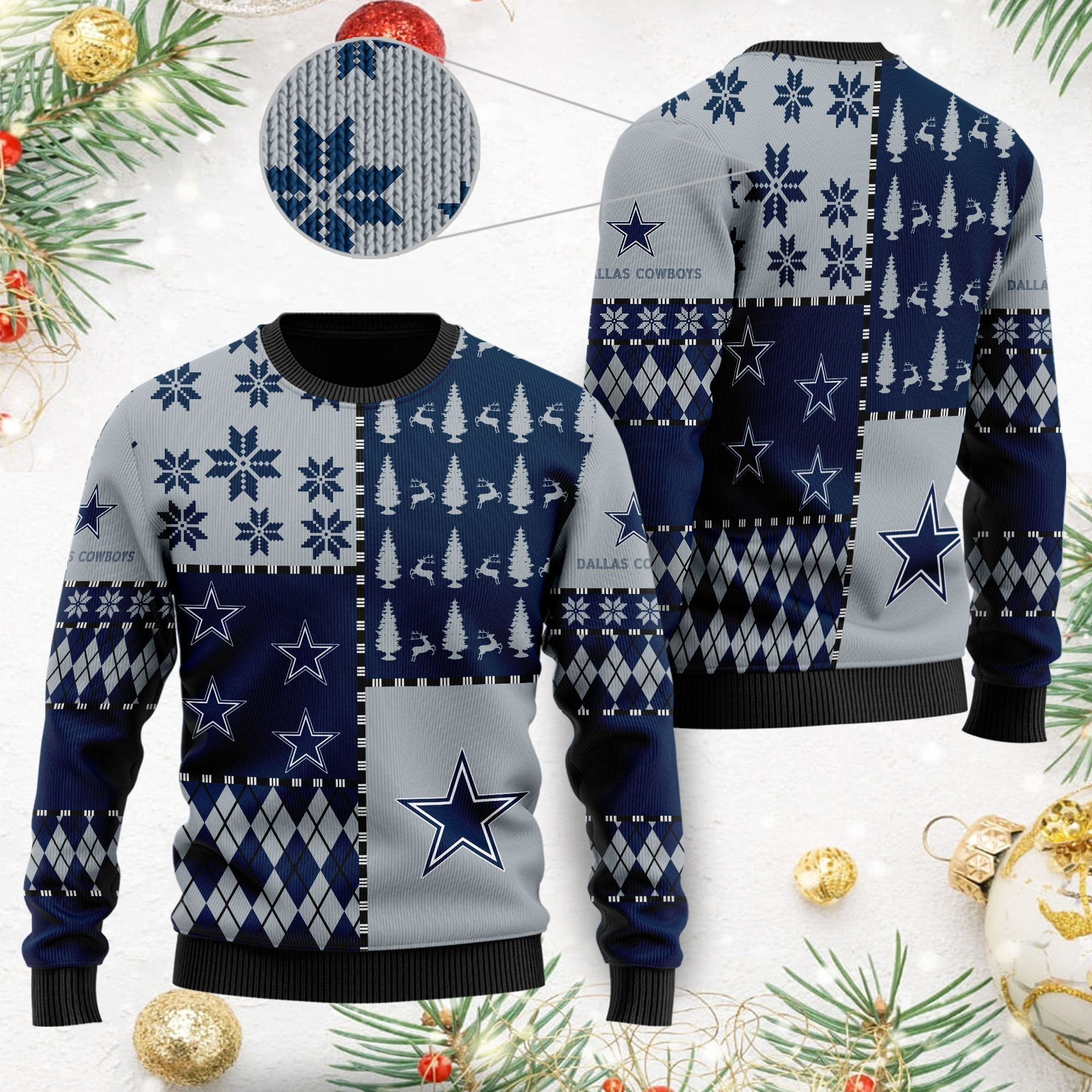 Dallas Cowboys Ugly Christmas Sweater Adult 3D Funny Matching for family