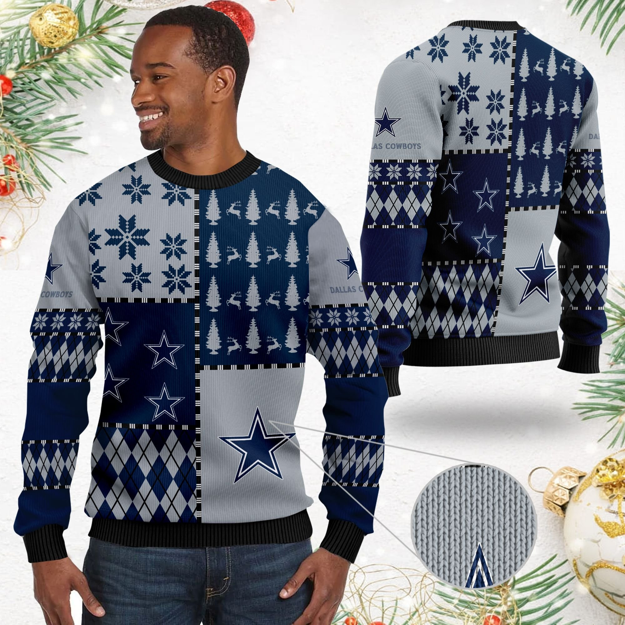 Dallas Cowboyss Full Size For Sale Best Christmas Gift For Cowboys Fans Ugly Christmas Sweater Adult 3D Funny Matching for family - Image 2