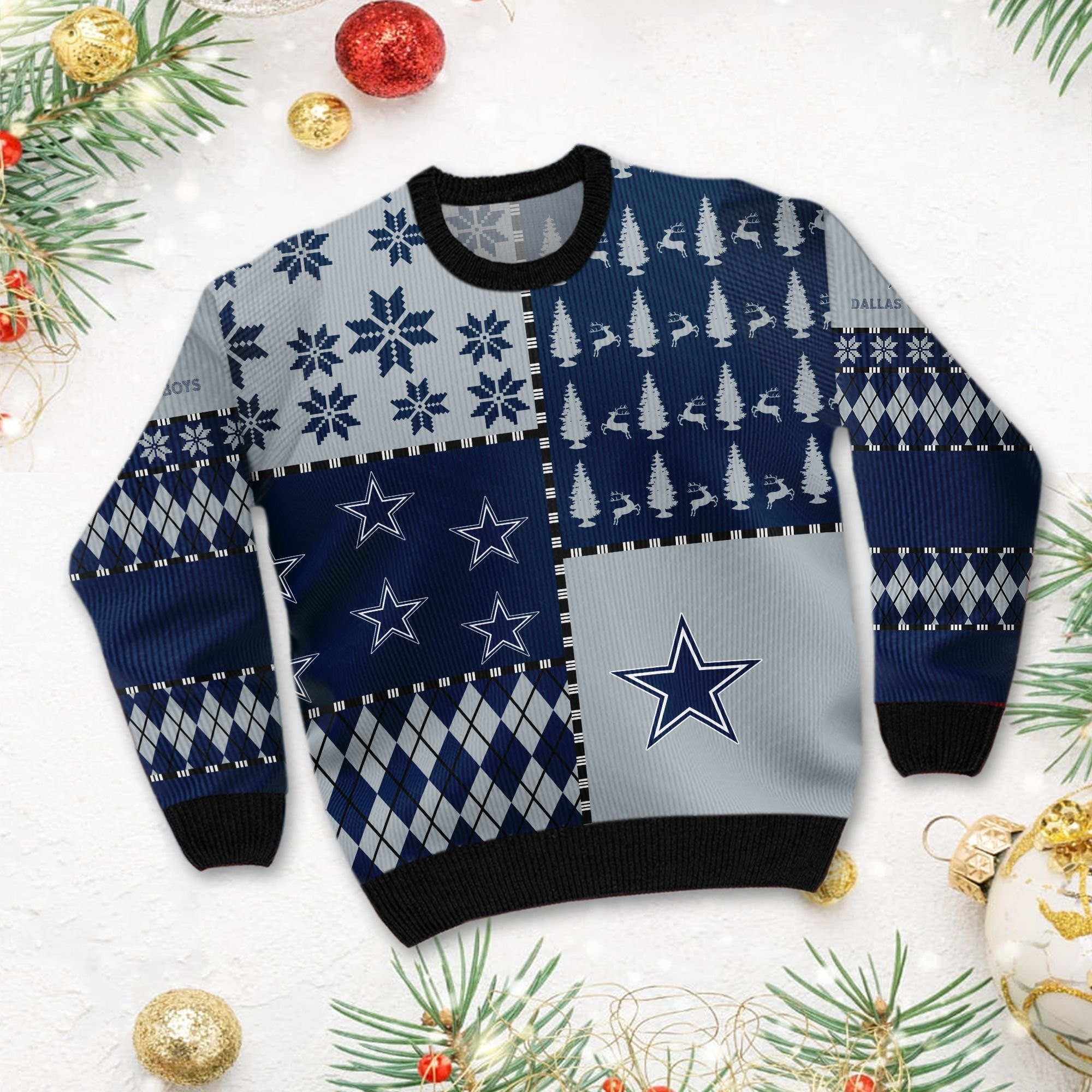 Dallas Cowboyss Full Size For Sale Best Christmas Gift For Cowboys Fans Ugly Christmas Sweater Adult 3D Funny Matching for family - Image 3