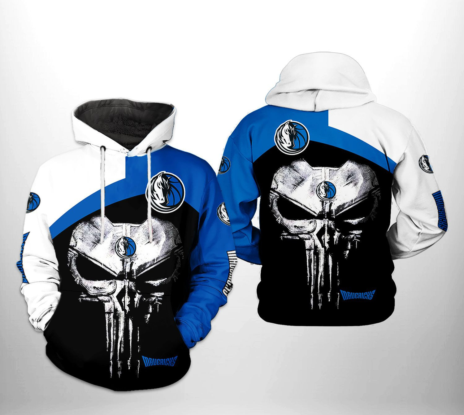Dallas Mavericks NBA Skull Punisher Team 3D All Over Print Hoodie, Zip Hoodie