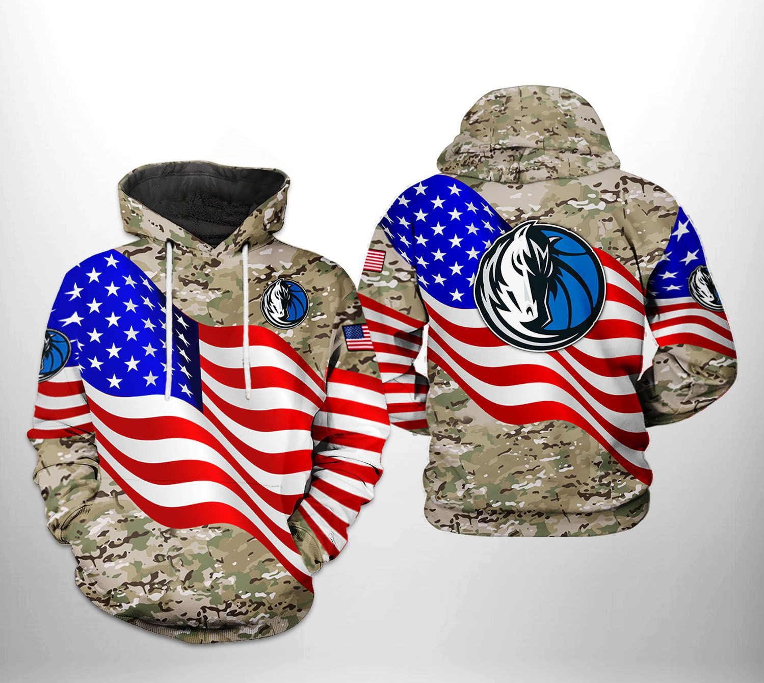 Dallas Mavericks NBA US Flag Camo Veteran Team 3D All Over Print Hoodie, Zip Hoodie