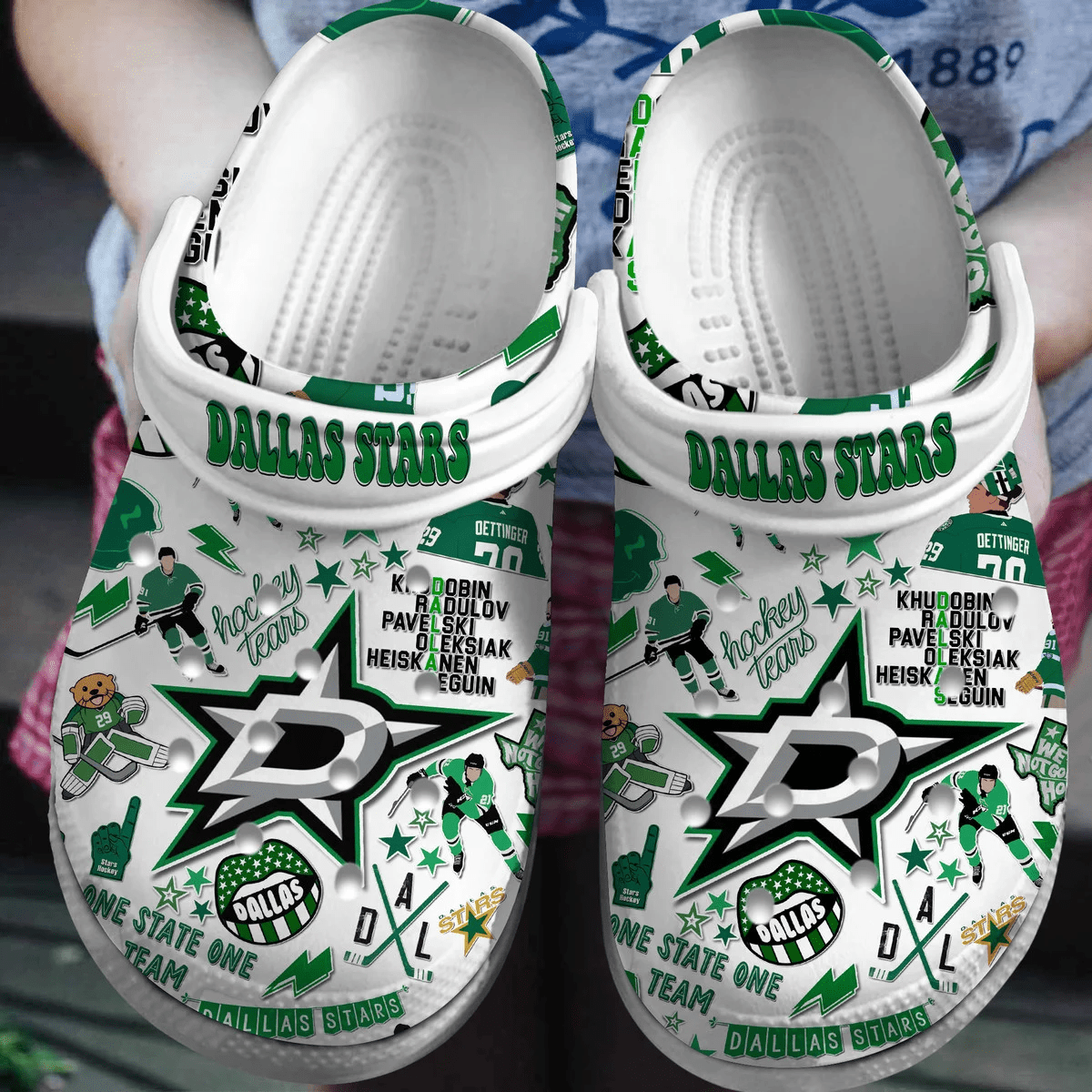 Dallas Stars Ice hockey team NHL Sport Crocs Clogs Crocband Shoes Comfortable For Men Women and Kids