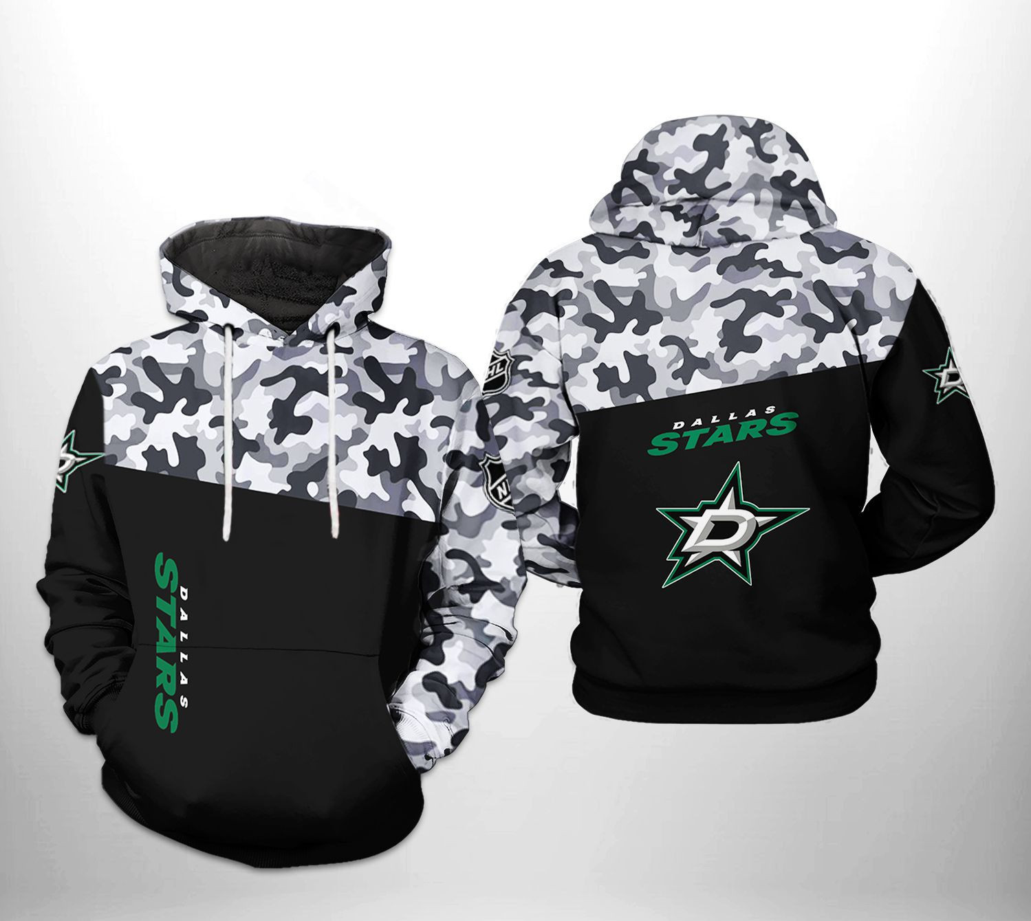 Dallas Stars NHL Camo Veteran 3D All Over Print Hoodie, Zip Hoodie