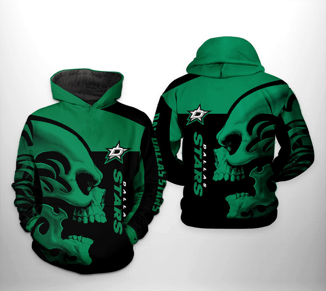 Dallas Stars NHL Skull 3D All Over Print Hoodie, Zip Hoodie