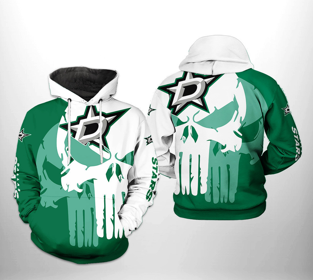 Dallas Stars NHL Team Skull 3D All Over Print Hoodie, Zip Hoodie