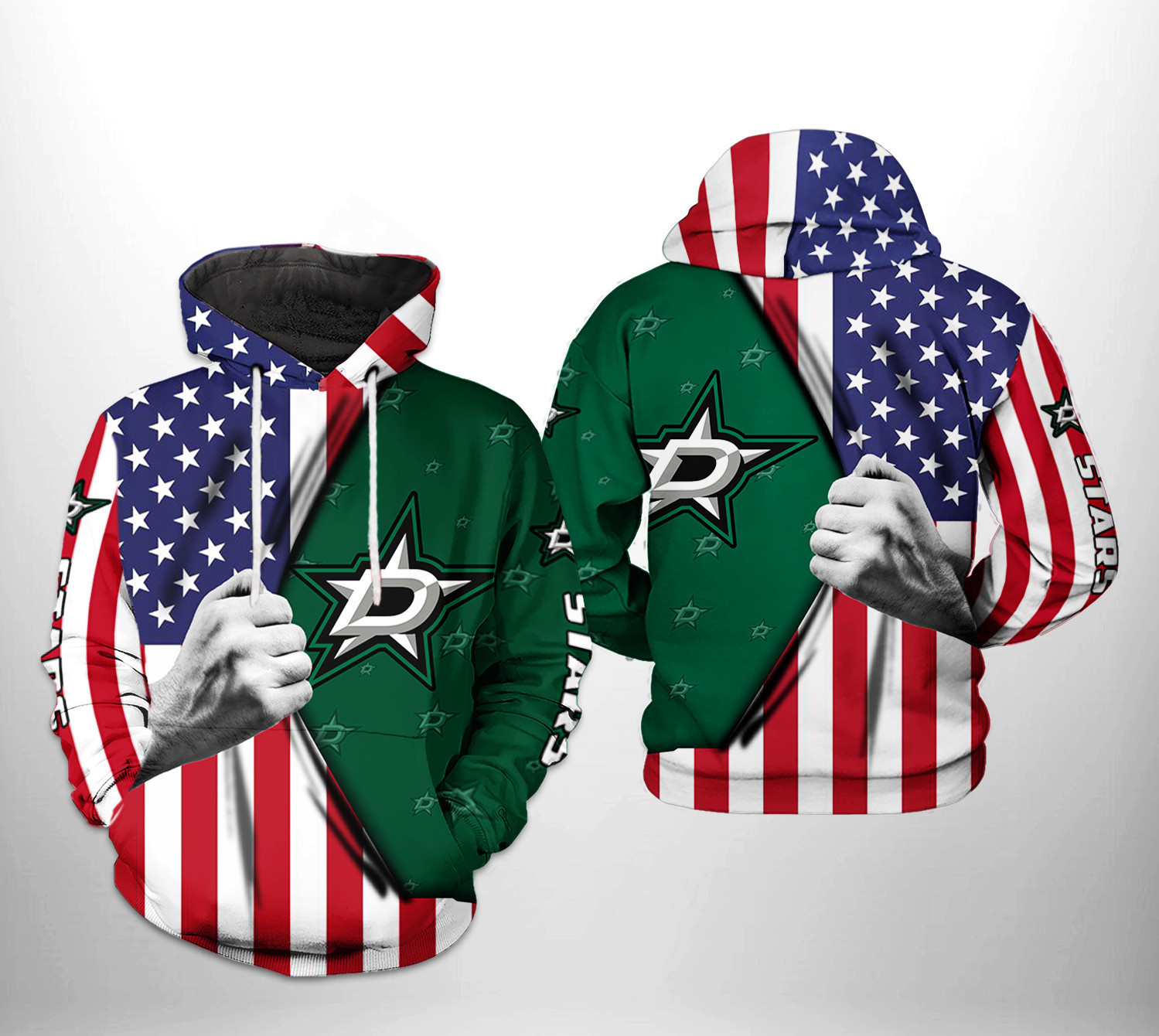 Dallas Stars NHL US FLag 3D All Over Print Hoodie, Zip Hoodie
