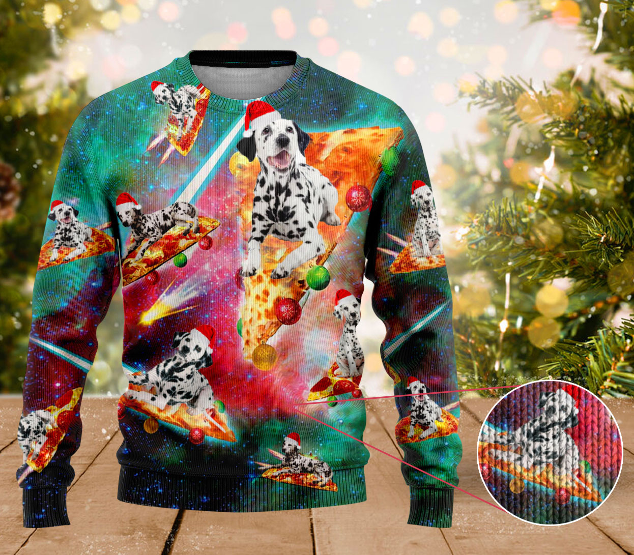 Dalmatian Dog Pizza Ugly Sweater Cute Christmas Sweaters Gifts For Dalmatian Lovers