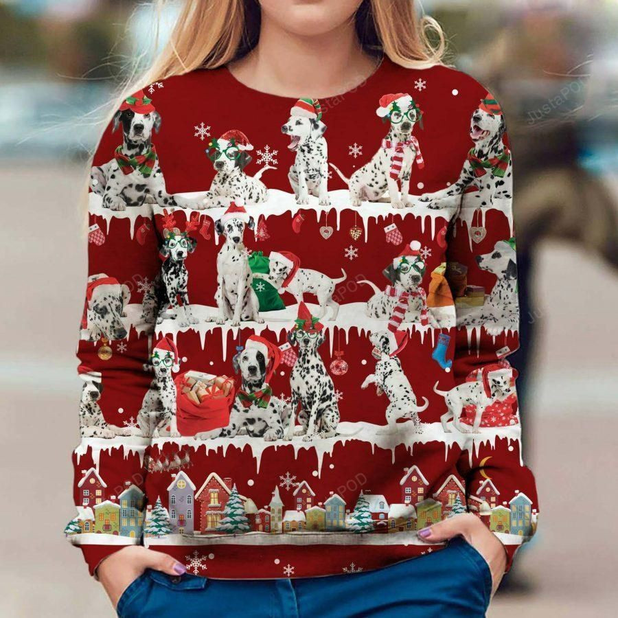 Dalmatian Dog Ugly Christmas Sweater Adult 3D Funny Matching for family
