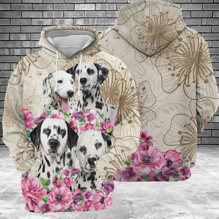 Dalmatian Flower 3D All Over Print Hoodie, Zip Hoodie