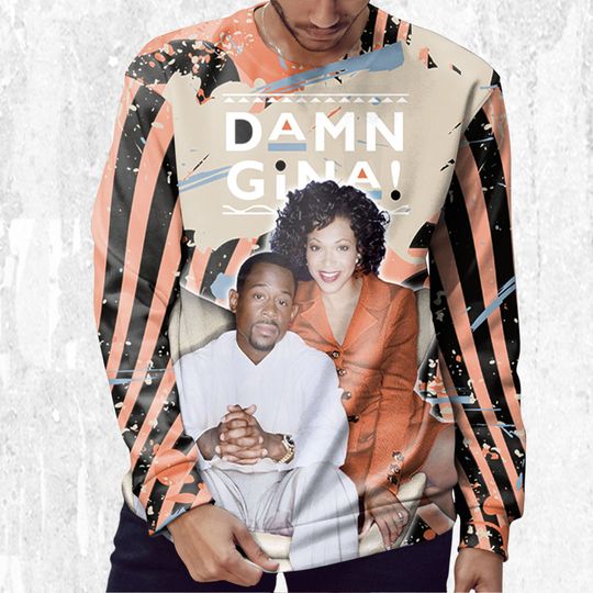 Damn Gina 3D Humor 90s Unisex Sweatshirt 3D match Jordan 5 DJ Khaled Crimson Bliss - Image 9