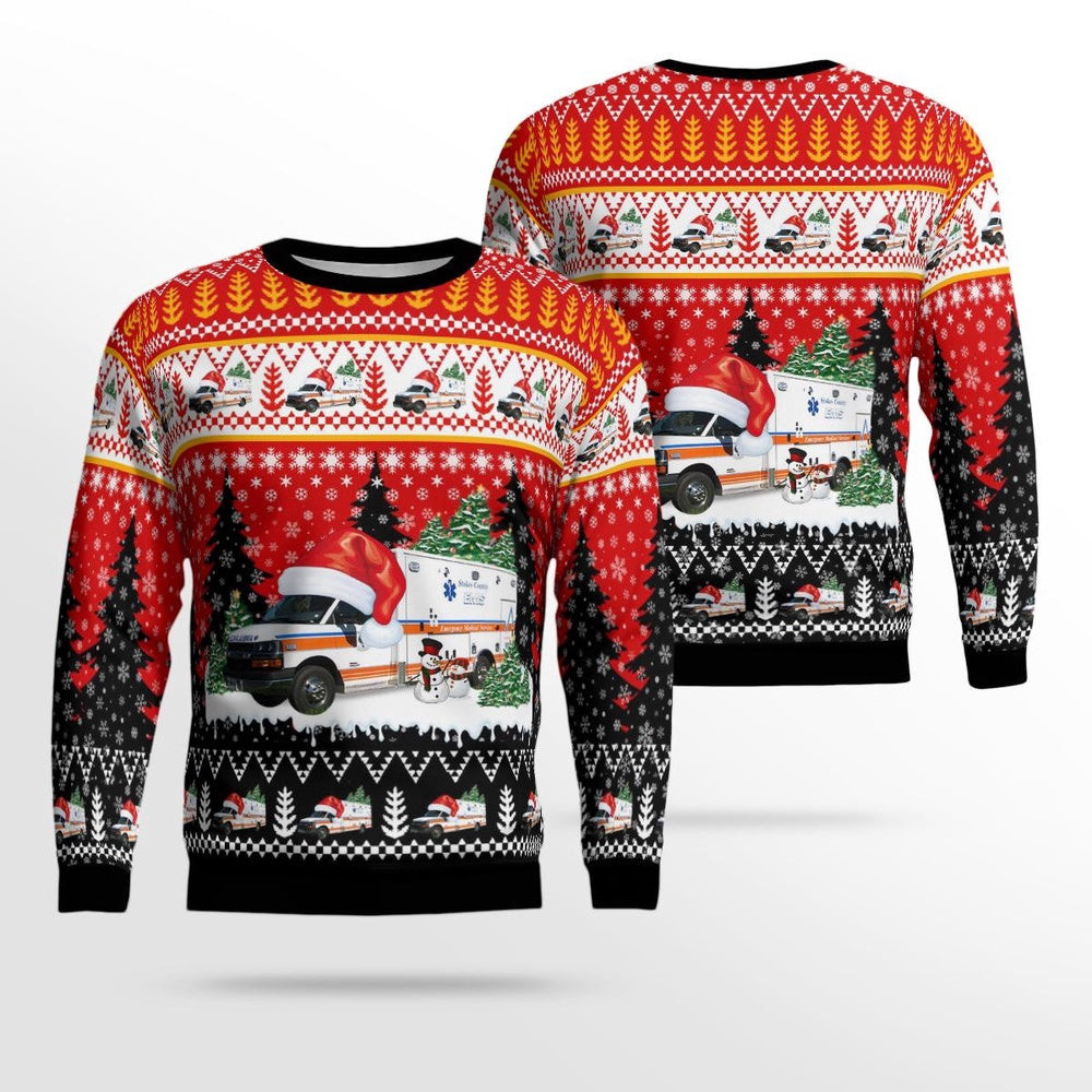 Danbury North Carolina Stokes County EMS AOP Ugly Sweater Xmas Unisex Sweater Christmas Gifts For Men Women