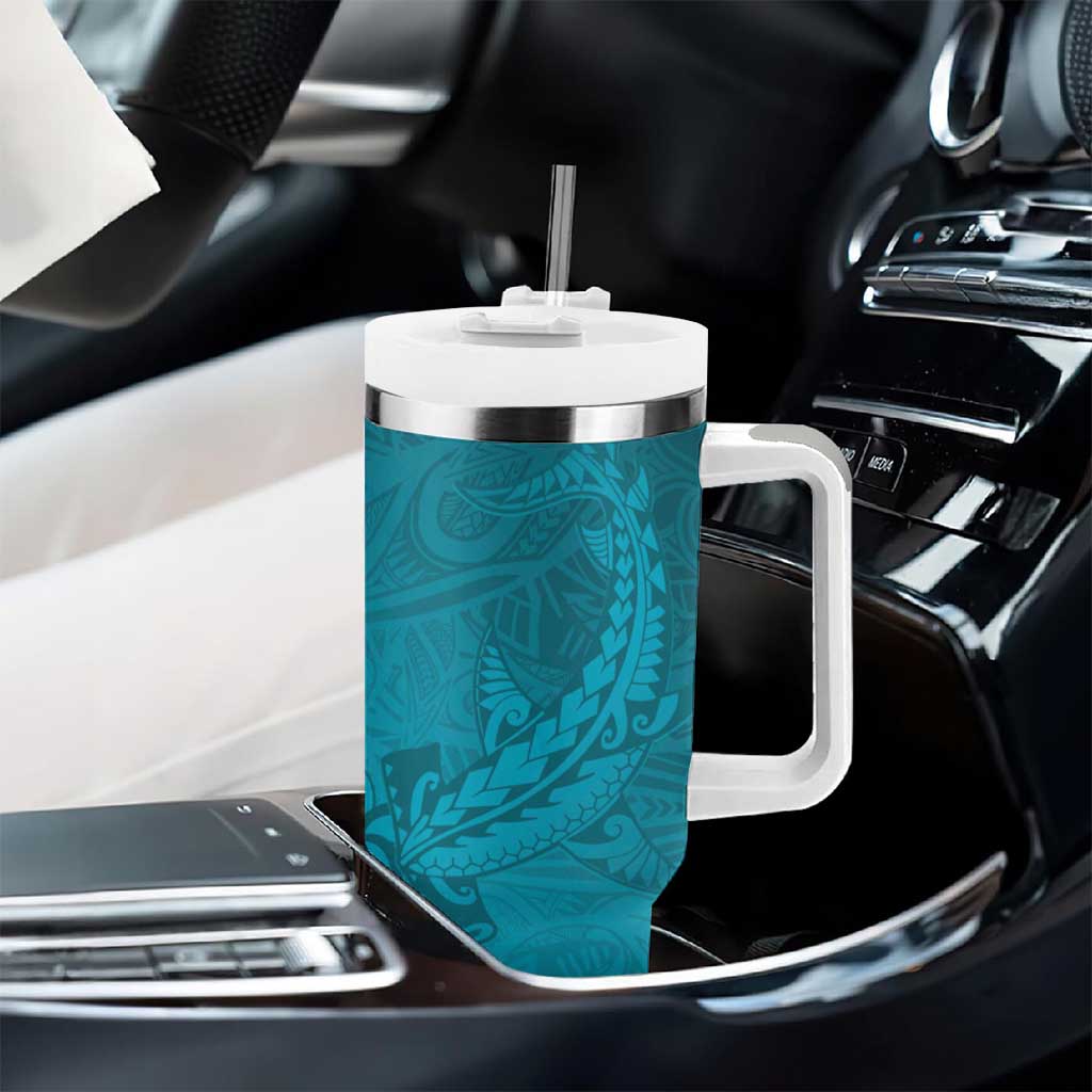 Dark Cyan Gradient Polynesia Hawaiian Tribal Hammerhead Shark Tattoo Custom Stanley Cup 40 oz 30 oz Tumbler With HandleTVC2301350 - Image 8