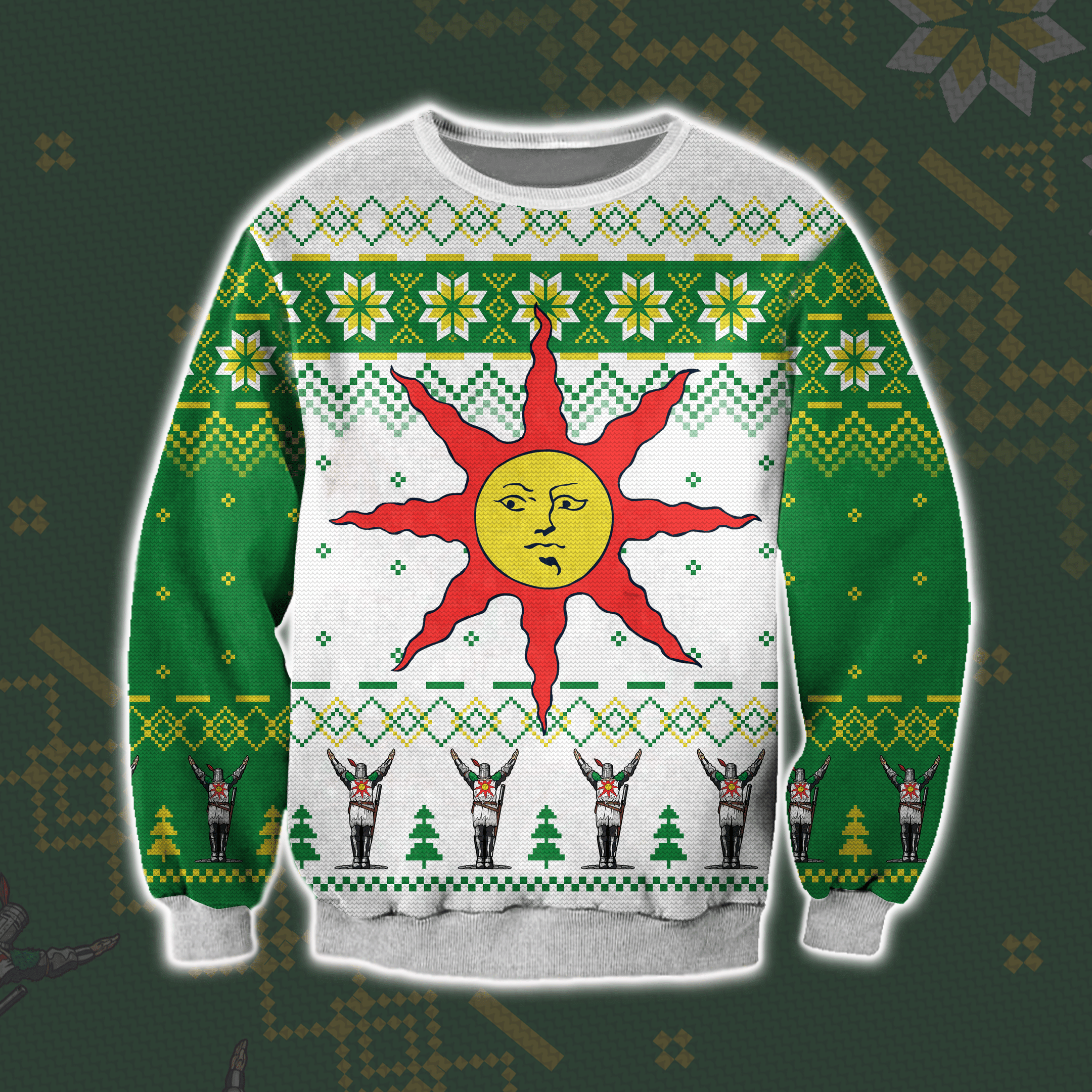 Dark Souls 3D Print Knitting Pattern Ugly Christmas Sweater Adult 3D Funny Matching for family