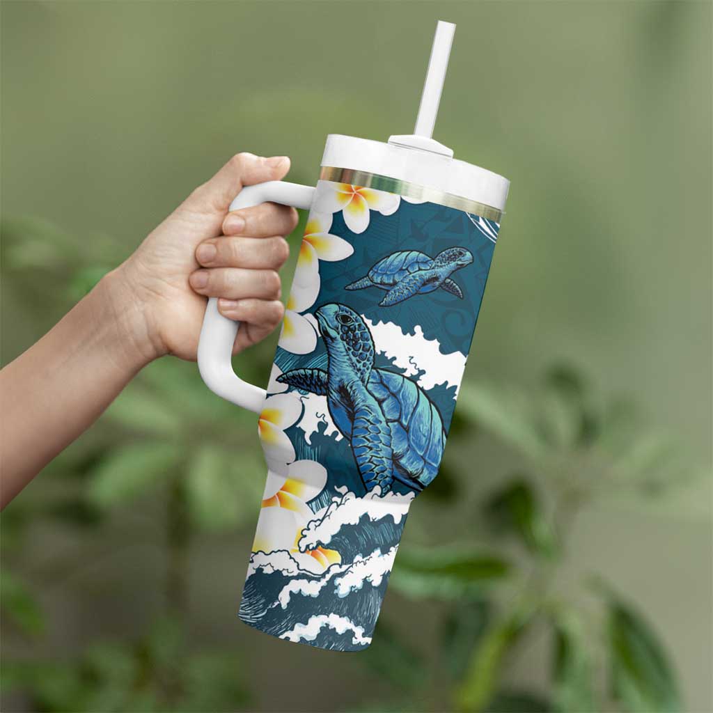 Dark Teal Polynesia Polynesian Frangipani With Sea Turtles Custom Stanley Cup 40 oz 30 oz Tumbler With HandleTVC2301385 - Image 3