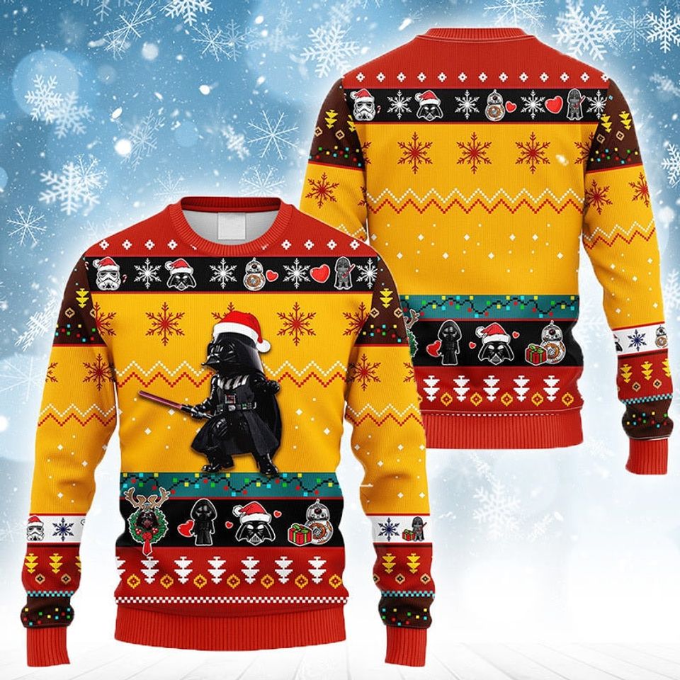 Dark Vader Christmas Light Ugly Sweater