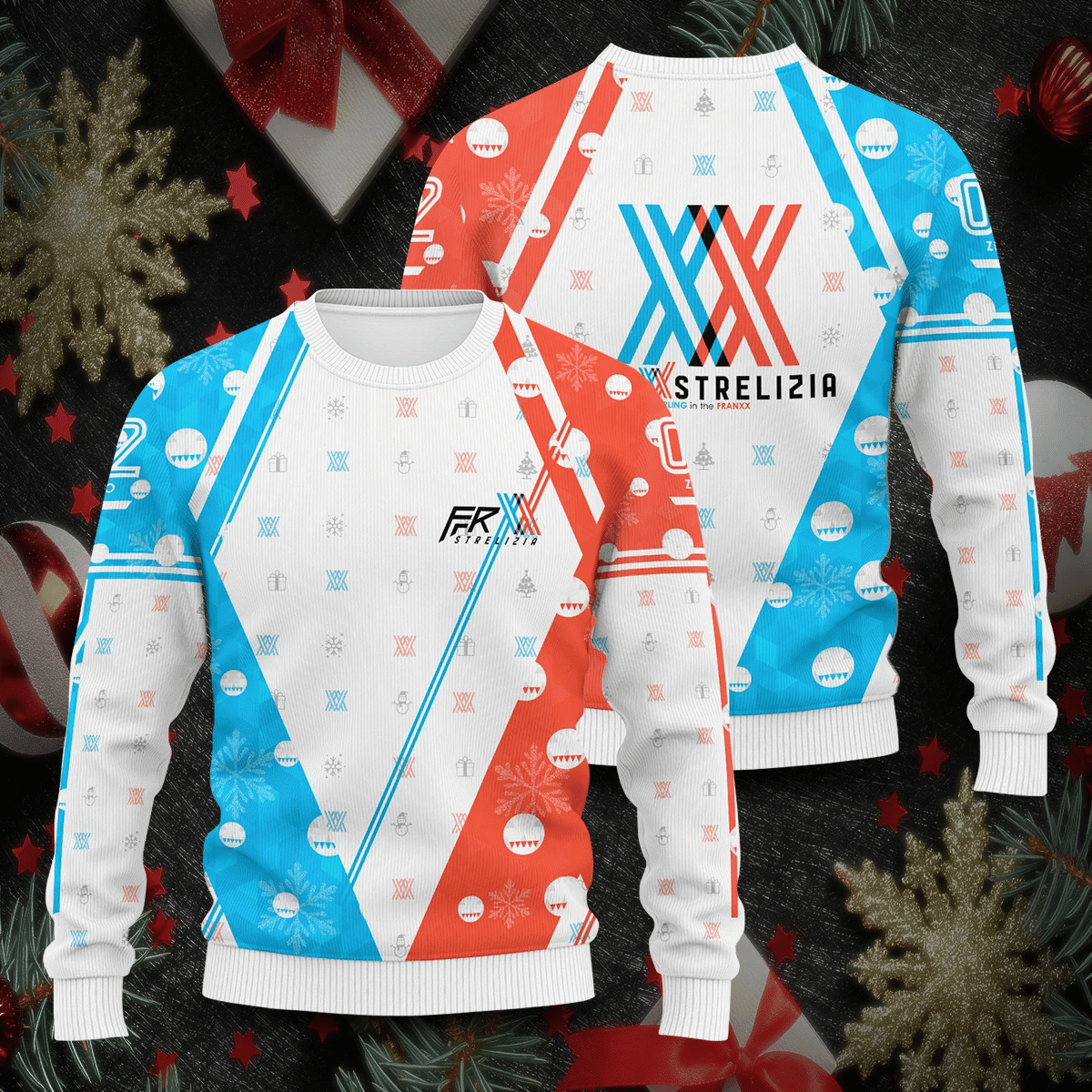 Darling In The Franxx Strelizia Ugly Christmas Sweater Adult 3D Funny Matching for family - Image 2