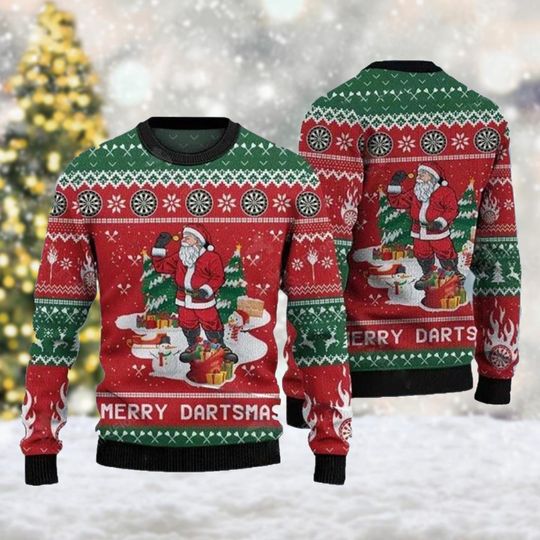 Dart Lovers Gift Merry Dartsmas Ugly Christmas Sweater, Merry Christmas Ugly Sweater - Image 7