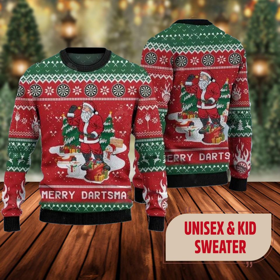 Dart Lovers Gift Merry Dartsmas Ugly Sweatshirt, Christmas Gift For Men Women Kid - Image 3