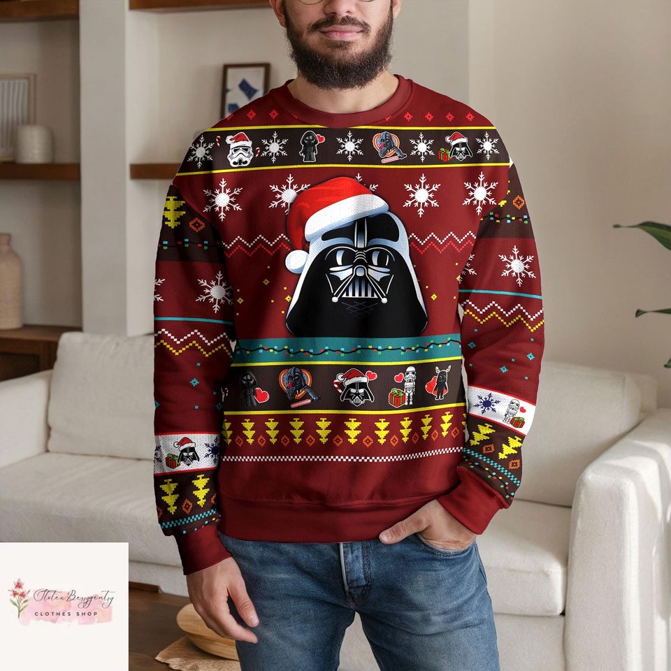 Darth Va-der Ugly Xmas Sweater, Darth Va-der All Over Print Sweatshirt