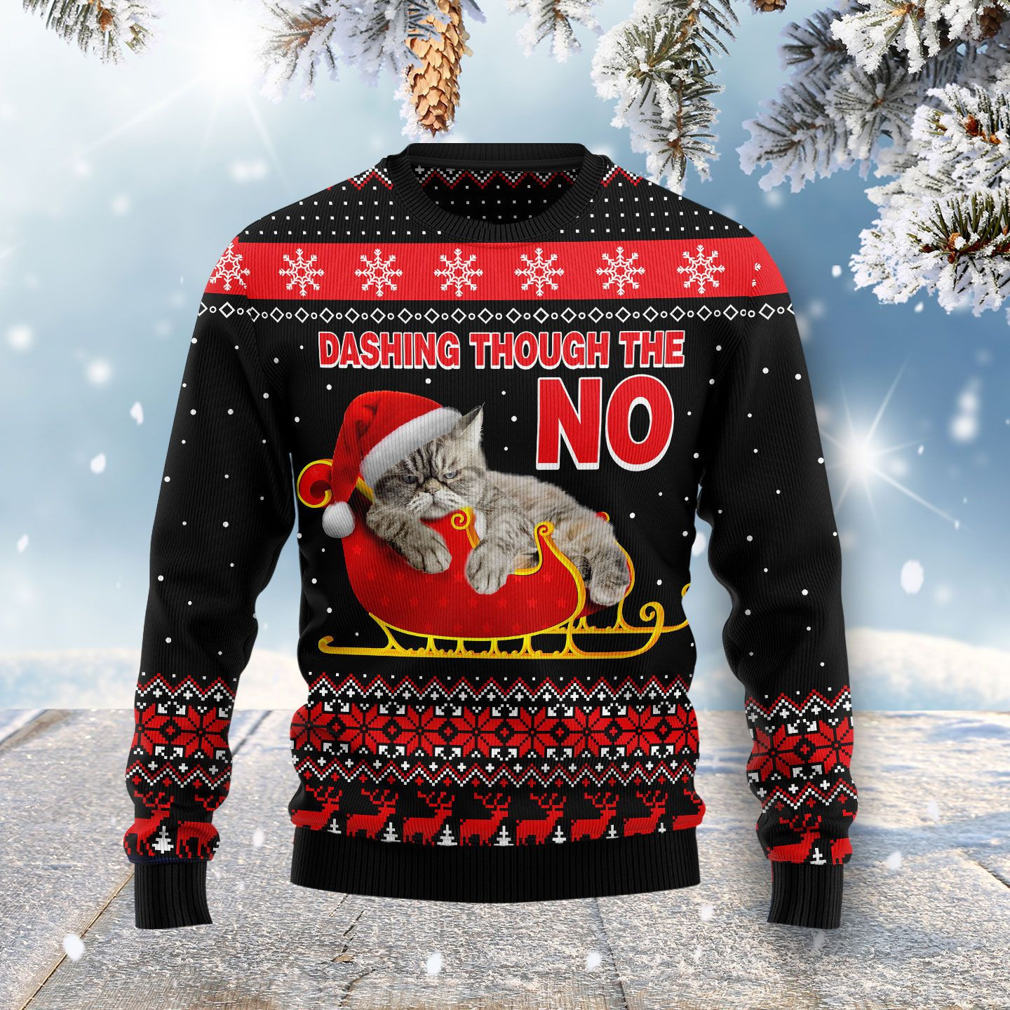 Dashing Through The No Ugly Christmas Sweater Adult 3D Funny Matching for family