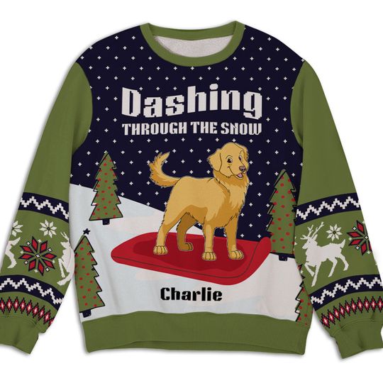 Dashing Through The Snow - Personalized Custom All-Over-Print Sweatshirt - Image 4