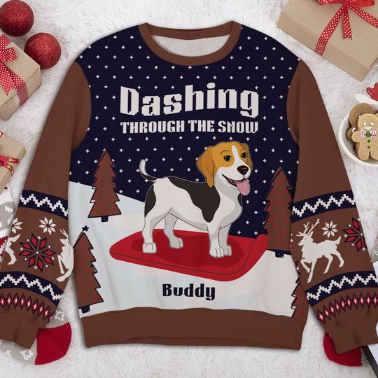 Dashing Through The Snow - Personalized Custom All-Over-Print Sweatshirt - Image 5