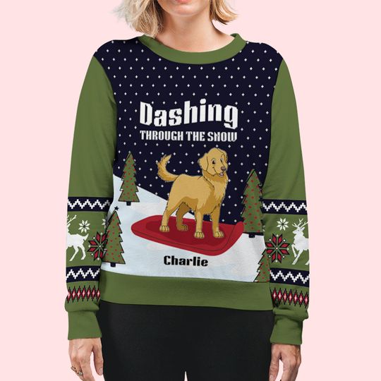 Dashing Through The Snow - Personalized Custom All-Over-Print Sweatshirt - Image 6