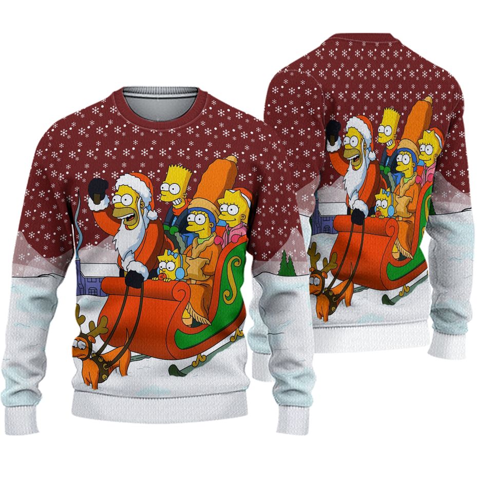 Dashing Through the Snow The Simpson Ugly Christmas Sweater