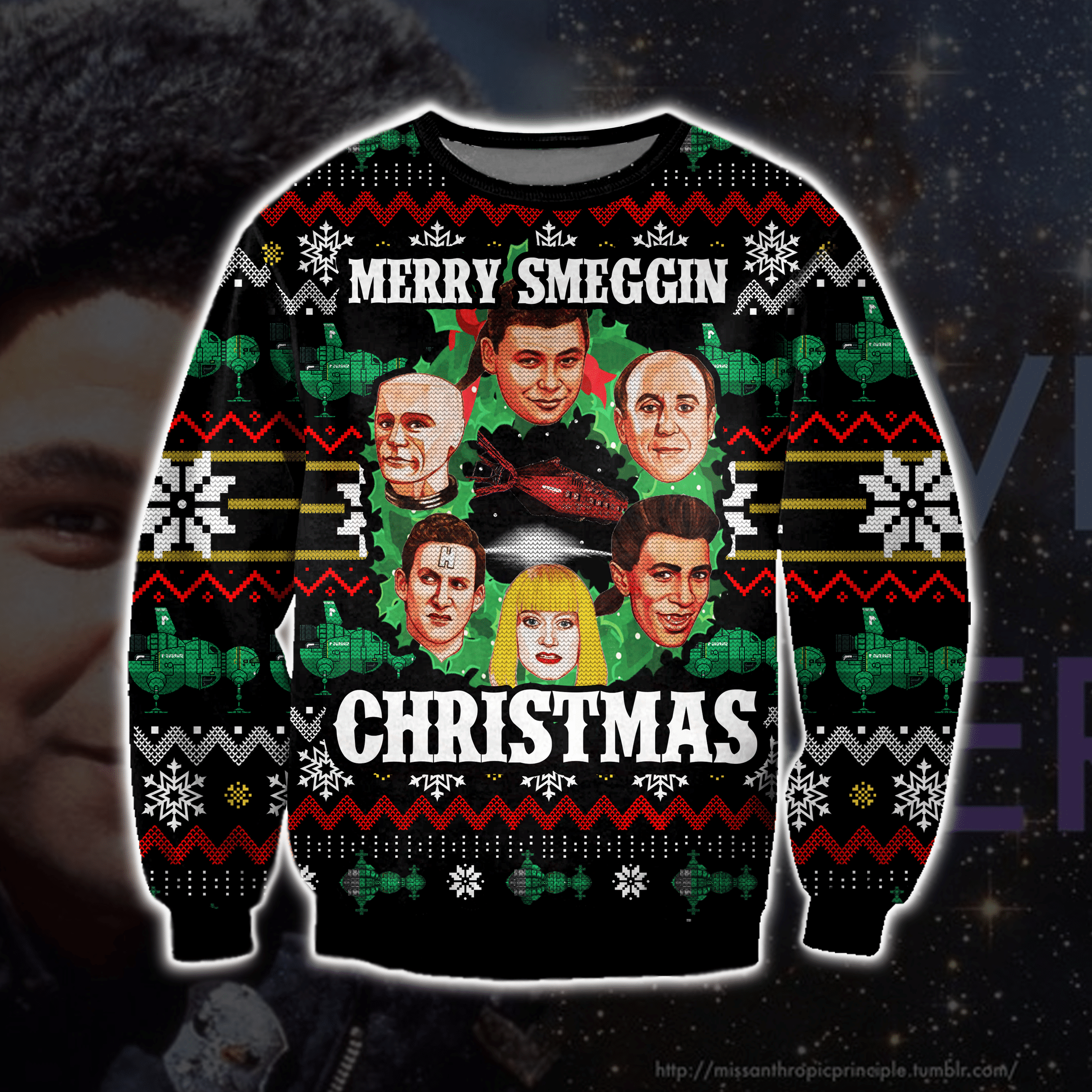 Dave Lister 3D Print Knitting Pattern Ugly Christmas Sweater Adult 3D Funny Matching for family