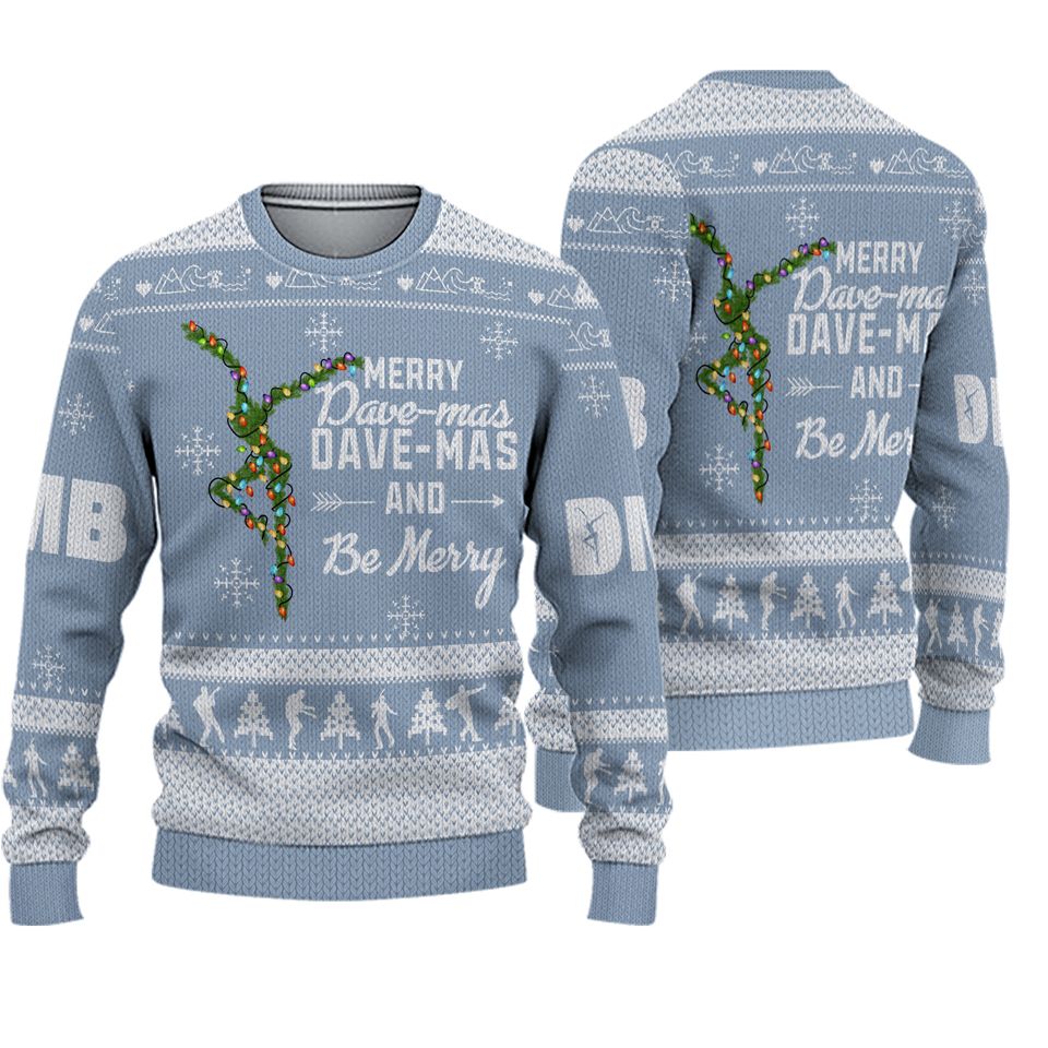Dave Matthews Band Eat Drink And Be Mercy Christmas Light Blue Ugly Sweater