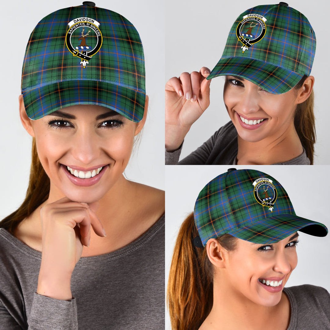 Davidson Ancient Tartan Baseball Cap, Tartan Plaid Cap with Family Crest K23 Trucker Hats Custom Hats Gifts For Men & Women