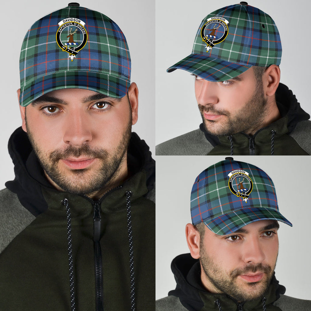 Davidson of Tulloch Tartan Baseball Cap, Tartan Plaid Cap with Family Crest K23 Trucker Hats Custom Hats Gifts For Men & Women