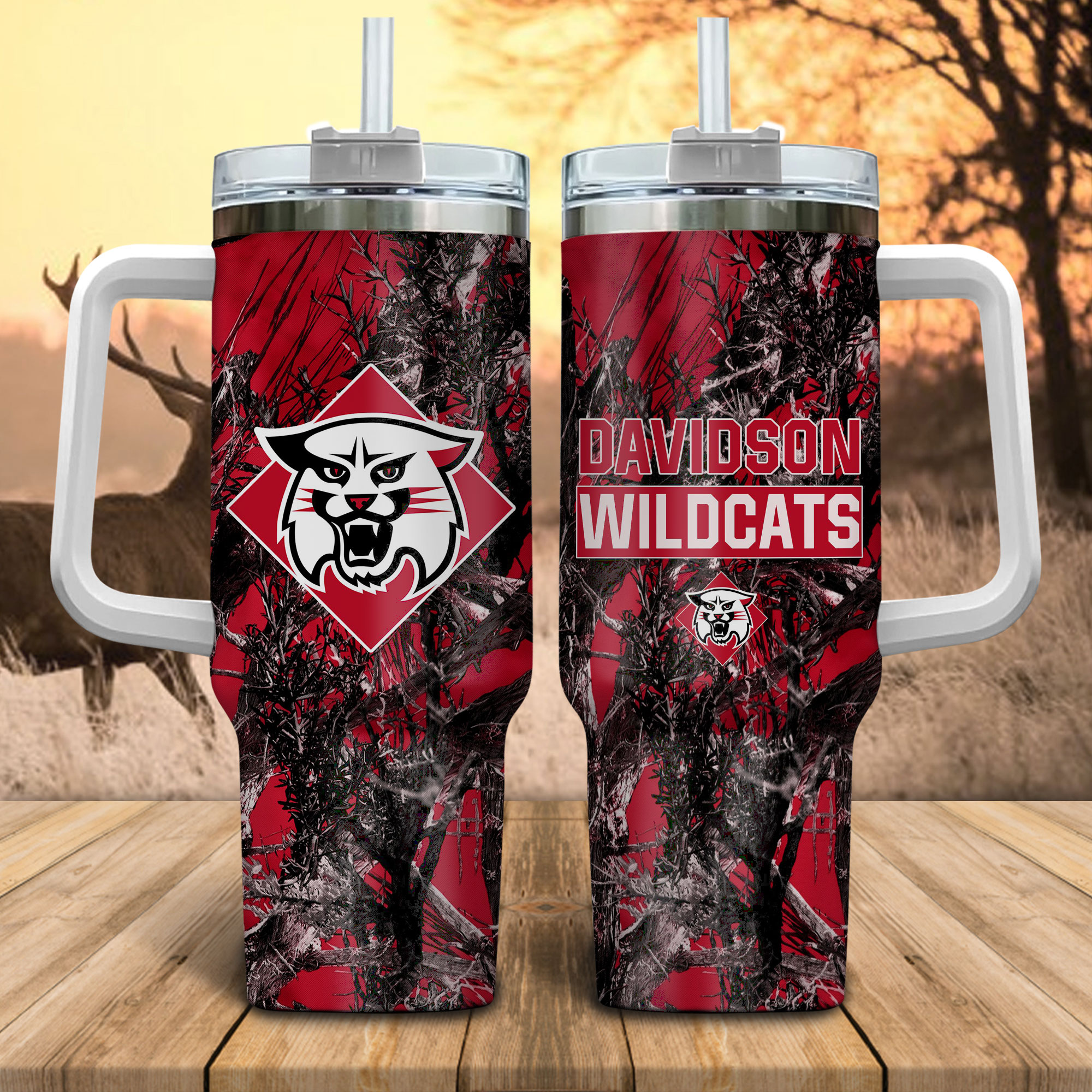 Davidson Wildcats NCAA Hunting Custom Stanley Cup 40 oz 30 oz Tumbler With HandleTVC230115