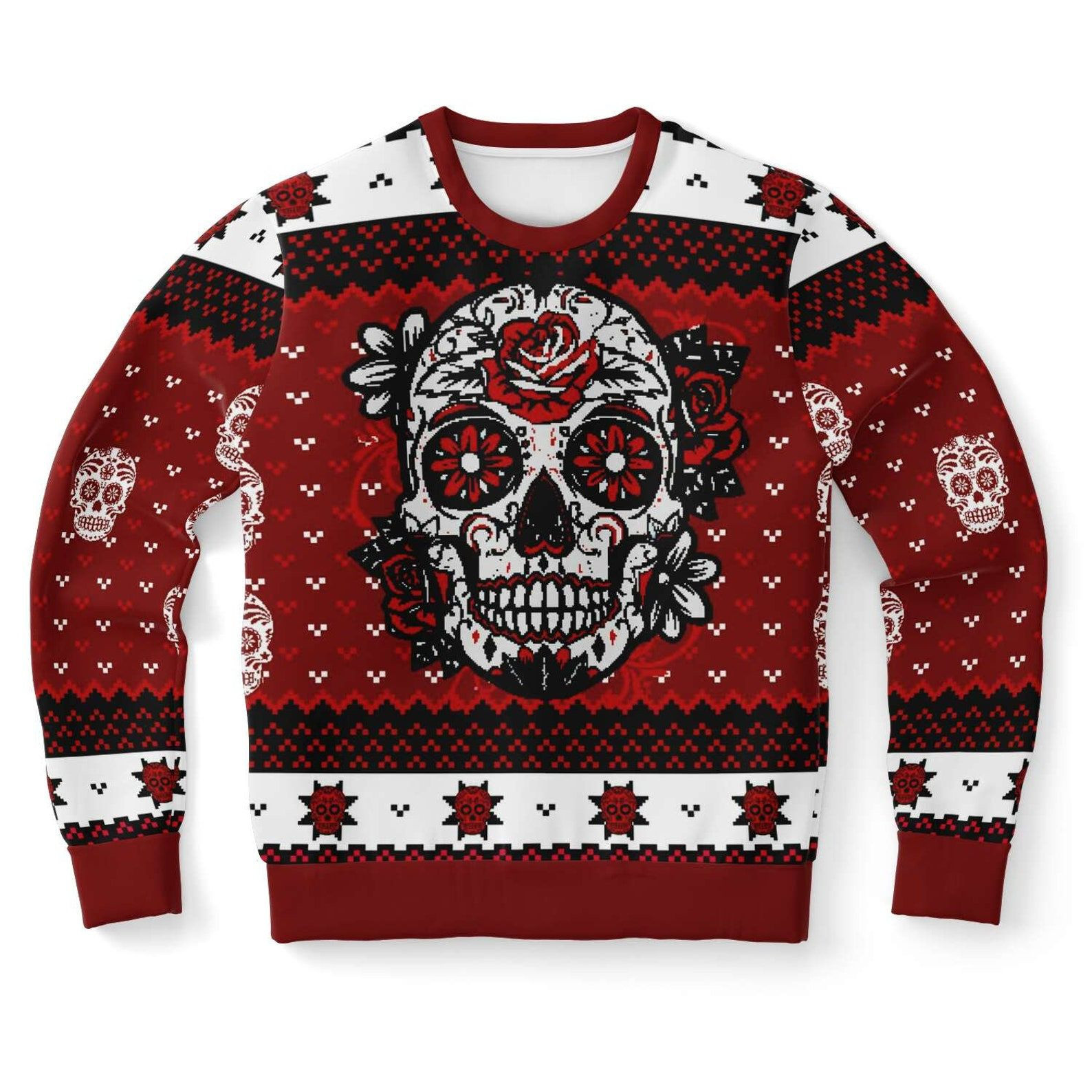 Day Of The Dead Red Ugly Christmas Sweater Adult 3D Funny Matching for family