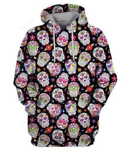 DAY OF THE DEAD SUGAR SKULL 3D All Over Print Hoodie, Zip Hoodie