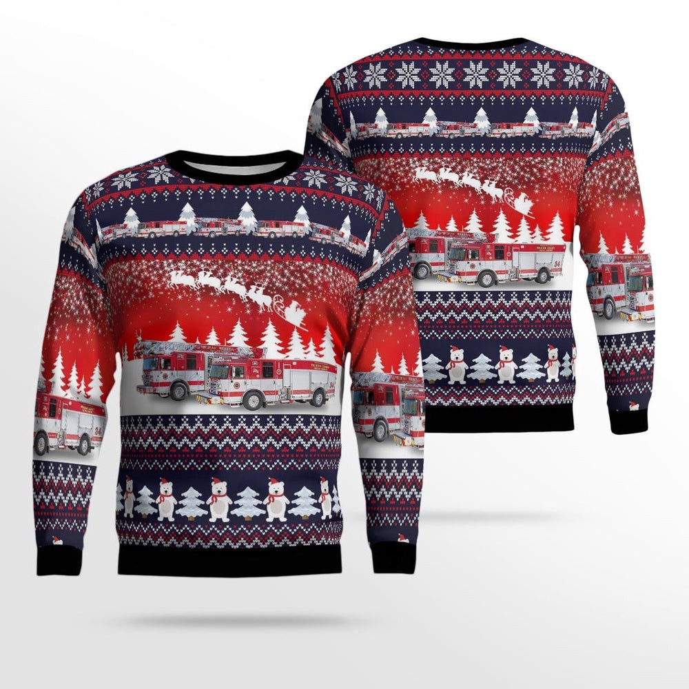Daytona Beach Florida Volusia County Fire Rescue AOP Ugly Sweater Xmas Unisex Sweater Christmas Gifts For Men Women