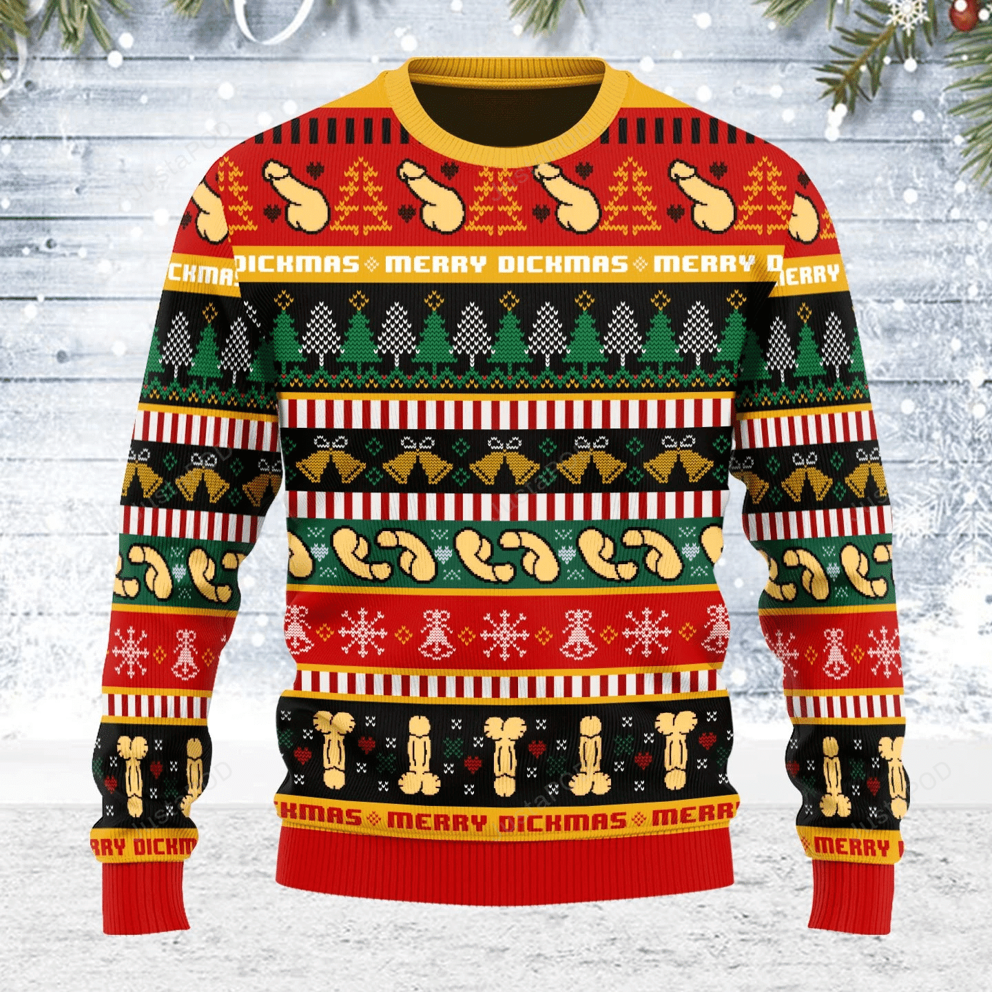 D**Ck Ugly Christmas Sweater Adult 3D Funny Matching for family