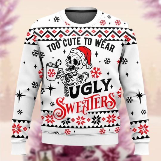 Dead Insdie Skeleton Christmas Ugly Sweater, Sarcastic Christmas Coffee Ugly Sweatshirts - Image 7