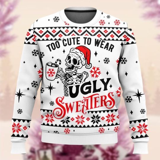 Dead Insdie Skeleton Christmas Ugly Sweater, Sarcastic Christmas Coffee Ugly Sweatshirts - Image 8
