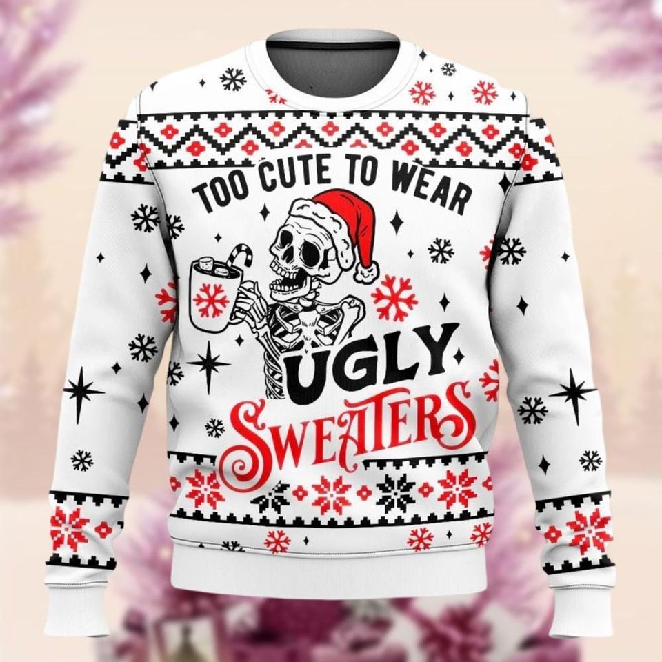 Dead Insdie Skeleton Christmas Ugly Sweater, Sarcastic Christmas Coffee Ugly Sweatshirts - Image 2