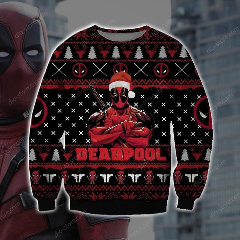 Deadpool 3D All Over Print Christmas Ugly Christmas Sweater Adult 3D Funny Matching for family