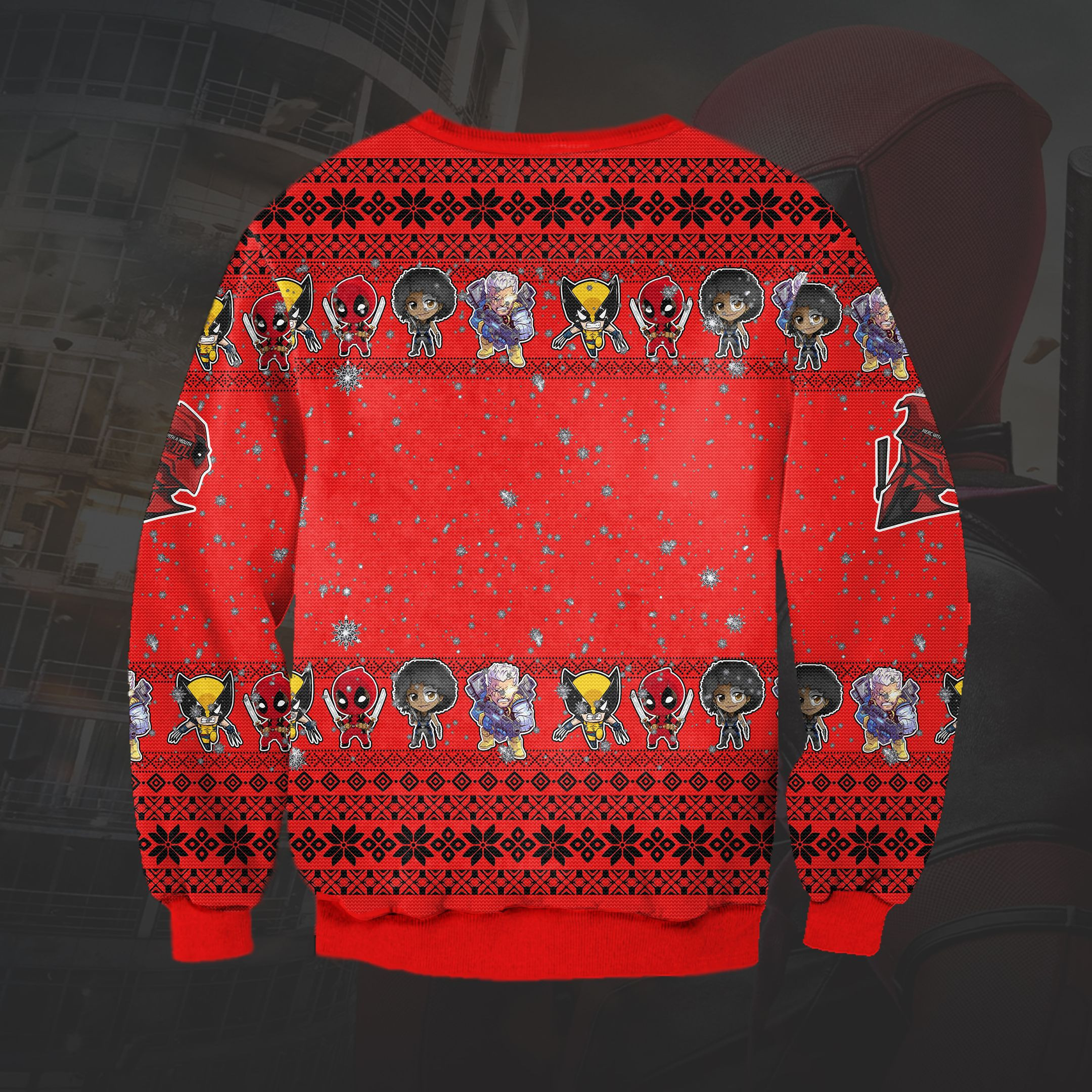 Deadpool All Over Priny Ugly Christmas Sweater Adult 3D Funny Matching for family - Image 2