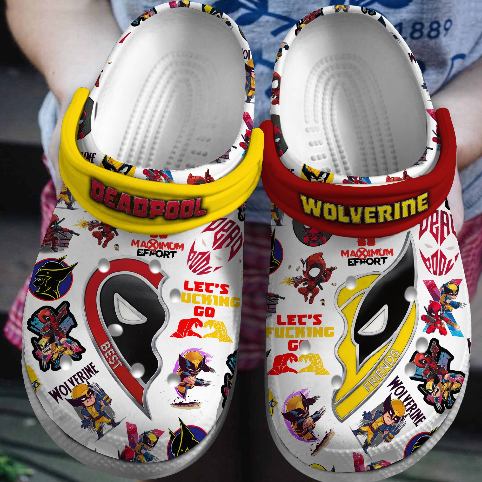 Deadpool And Wolverine Movie Crocs Crocband Clogs Shoes Comfortable For Men Women and Kids